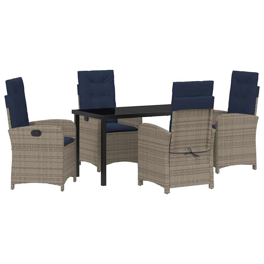 Set da Pranzo per Giardino 5 pz Grigio polyrattan