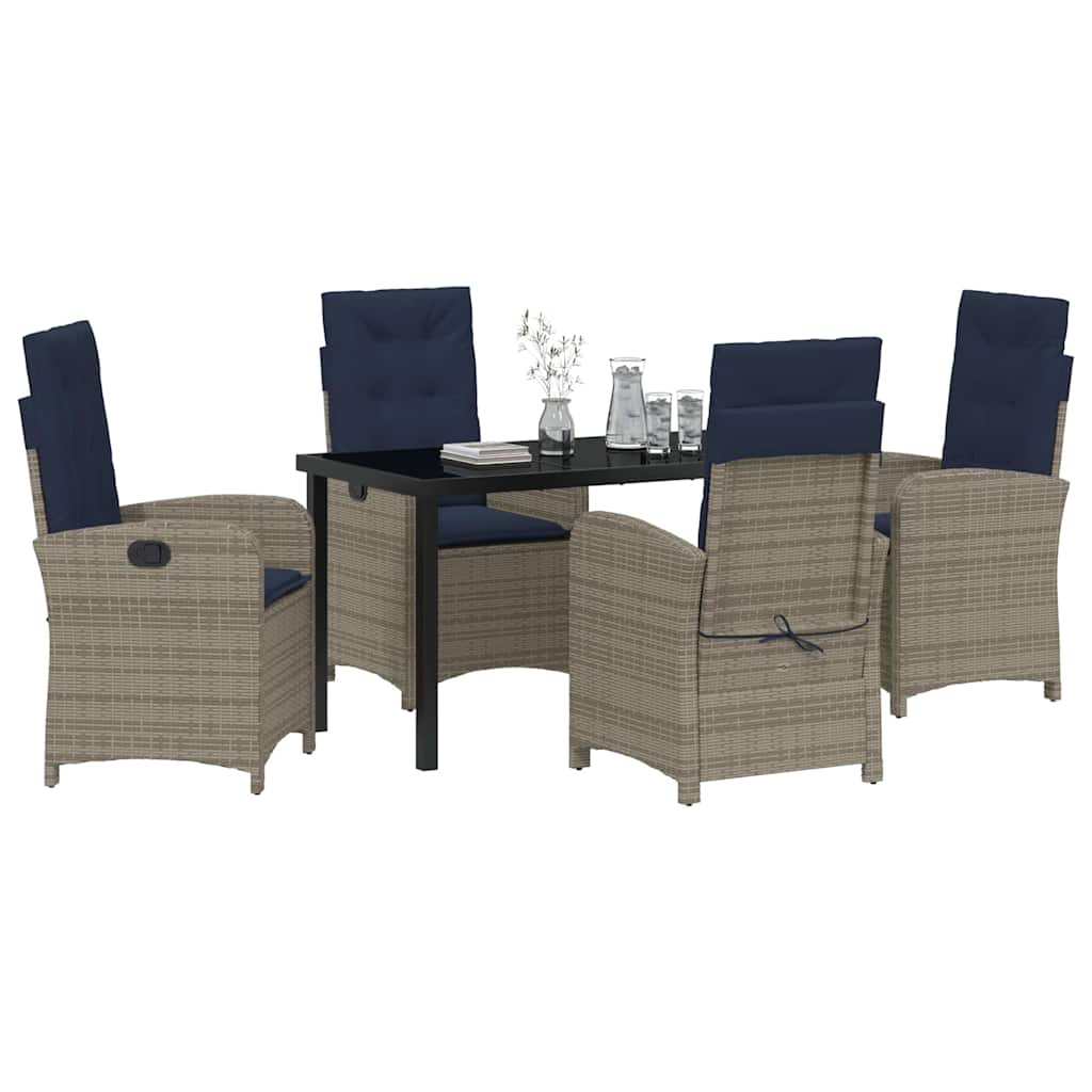 Set da Pranzo per Giardino 5 pz Grigio polyrattan