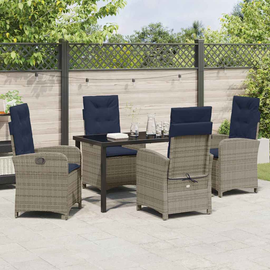 Set da Pranzo per Giardino 5 pz Grigio polyrattan