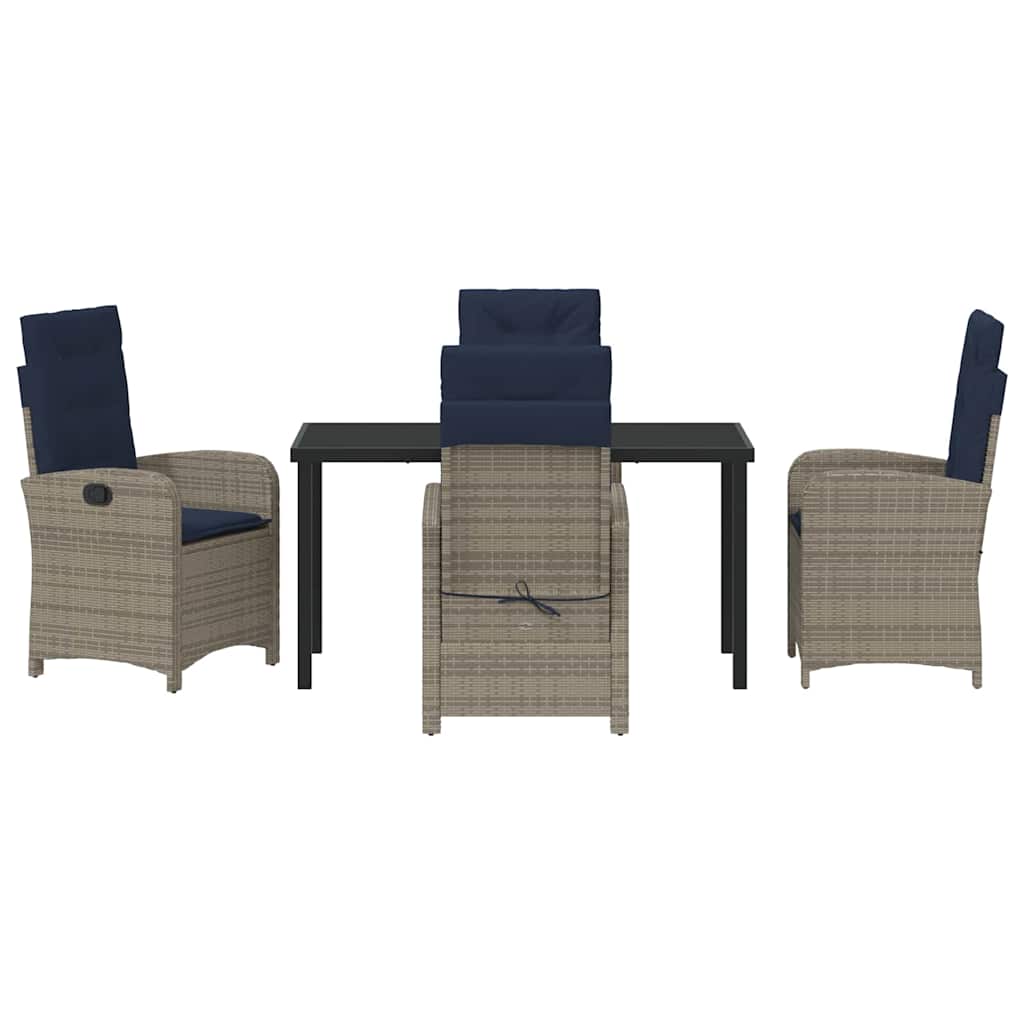 Set da Pranzo per Giardino 5 pz Grigio polyrattan