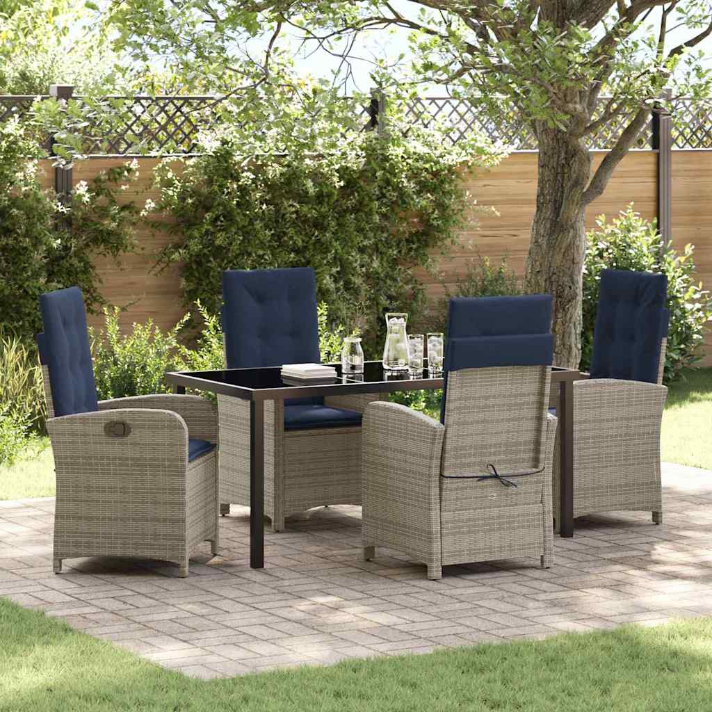 Set da Pranzo per Giardino 5 pz Grigio polyrattan