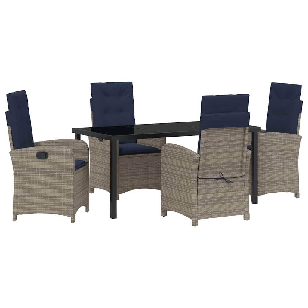 Set da Pranzo per Giardino 5 pz Grigio polyrattan