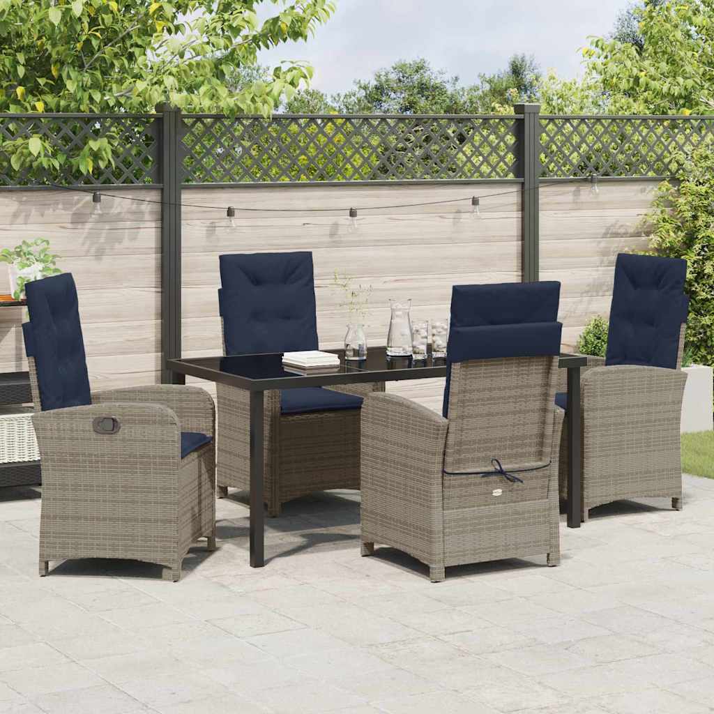 Set da Pranzo per Giardino 5 pz Grigio polyrattan