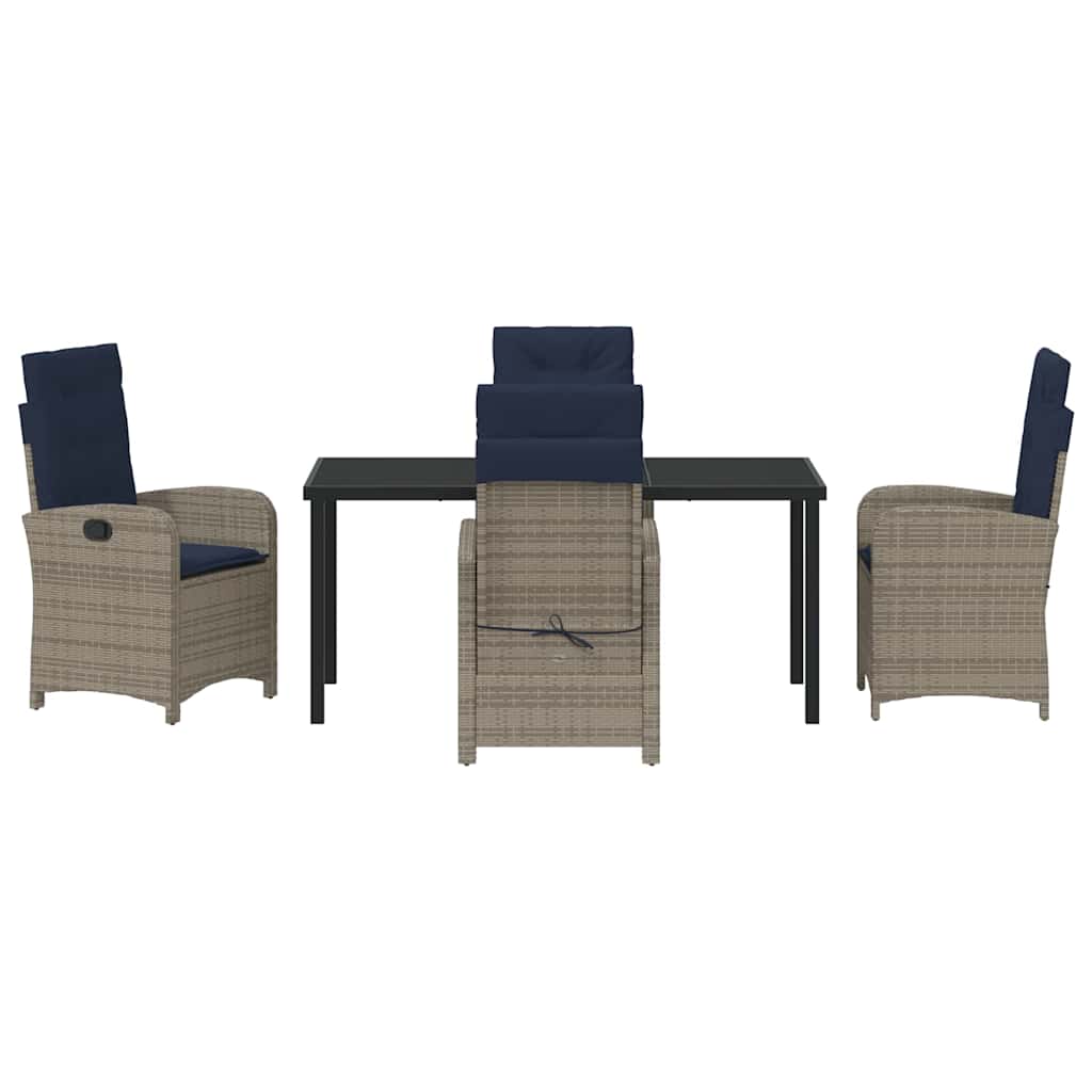 Set da Pranzo per Giardino 5 pz Grigio polyrattan