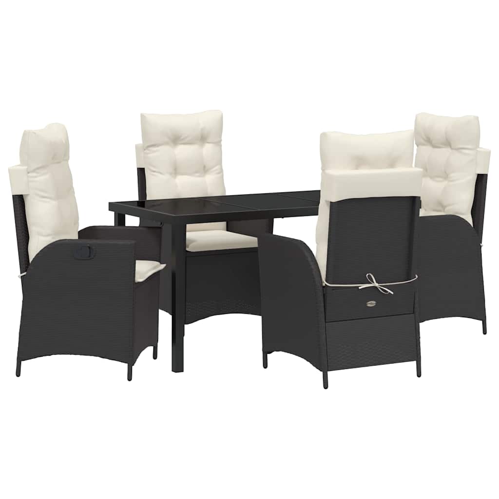 Set da Pranzo per Giardino 5 pz Nero polyrattan
