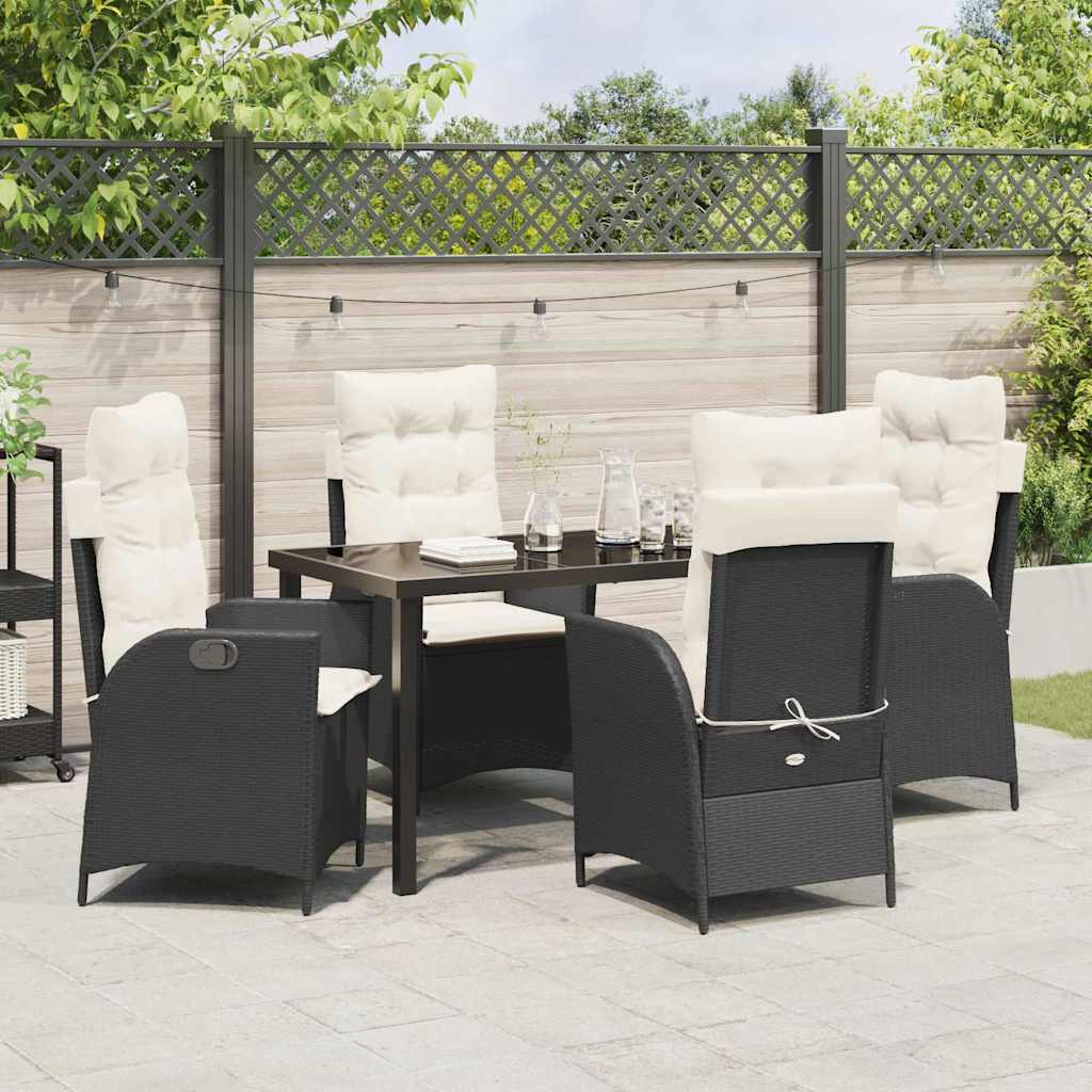 Set da Pranzo per Giardino 5 pz Nero polyrattan