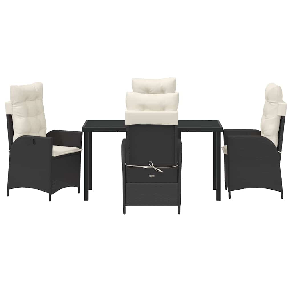 Set da Pranzo per Giardino 5 pz Nero polyrattan