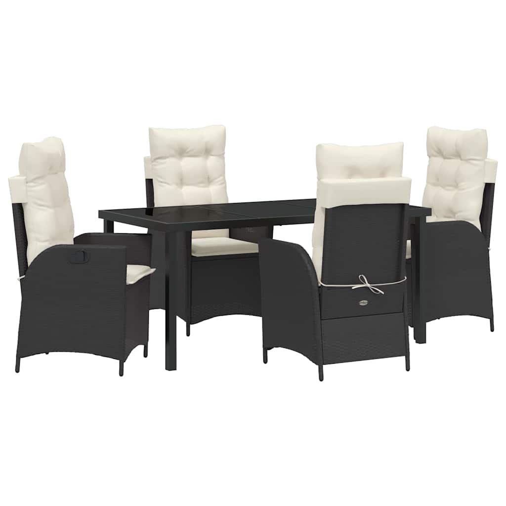 Set da Pranzo per Giardino 5 pz Nero polyrattan