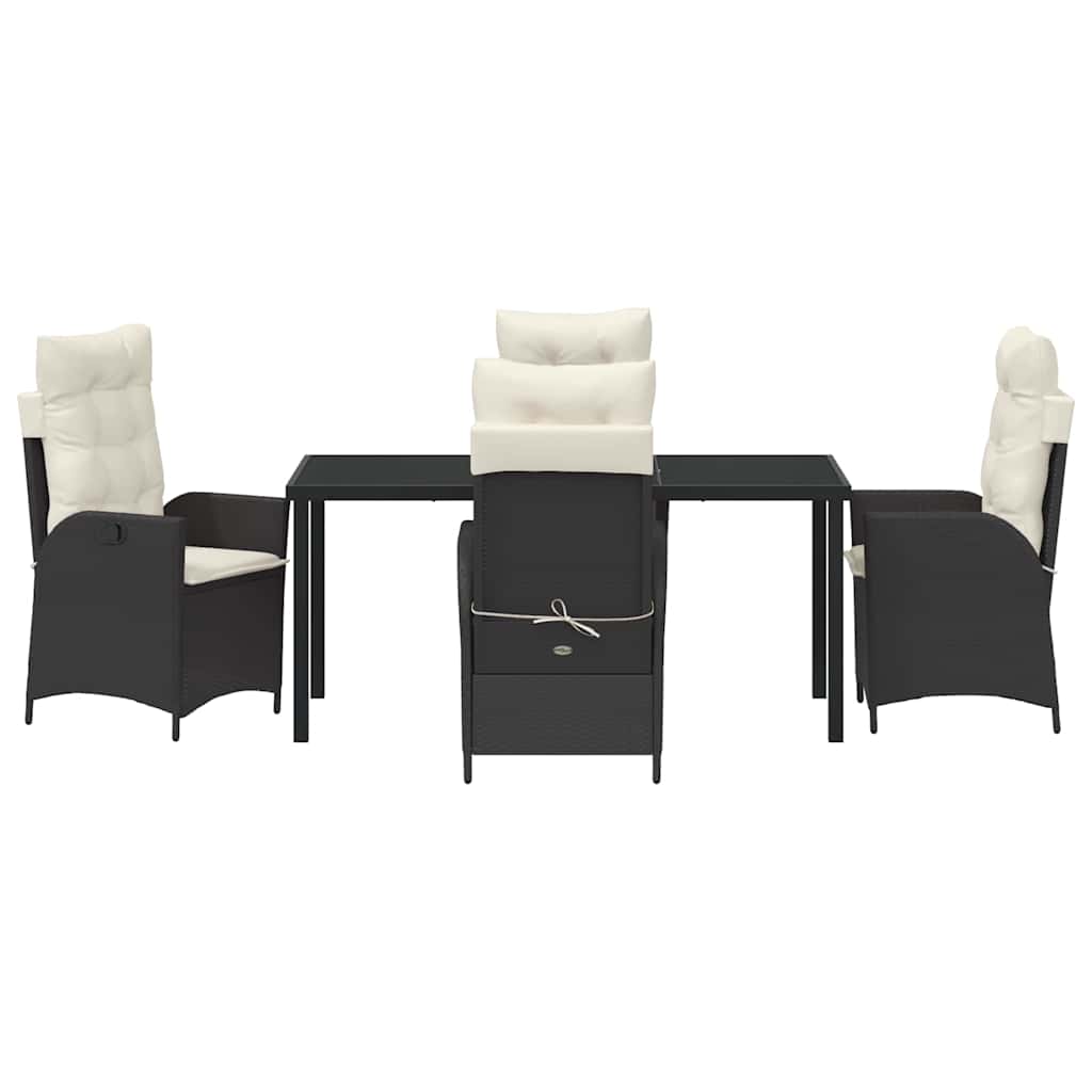 Set da Pranzo per Giardino 5 pz Nero polyrattan