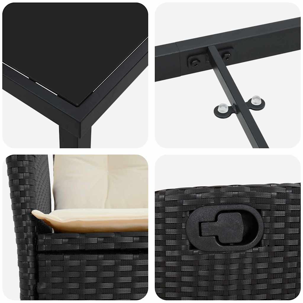 Set da Pranzo per Giardino 5 pz Nero polyrattan