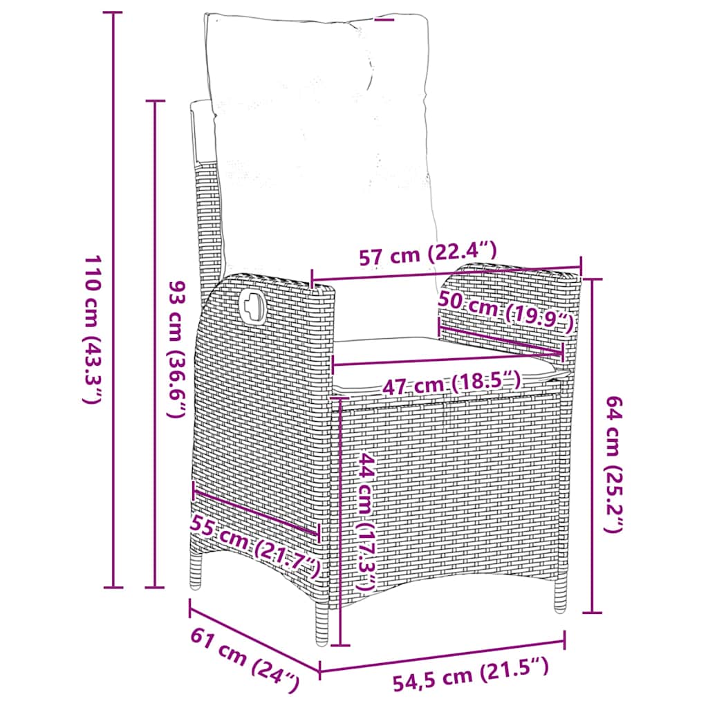 Set da Pranzo per Giardino 5 pz Marrone polyrattan