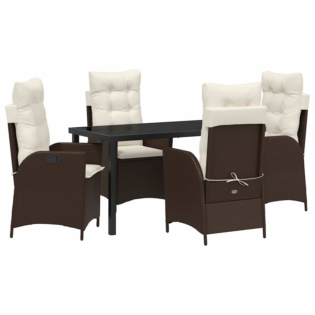 Set da Pranzo per Giardino 5 pz Marrone polyrattan