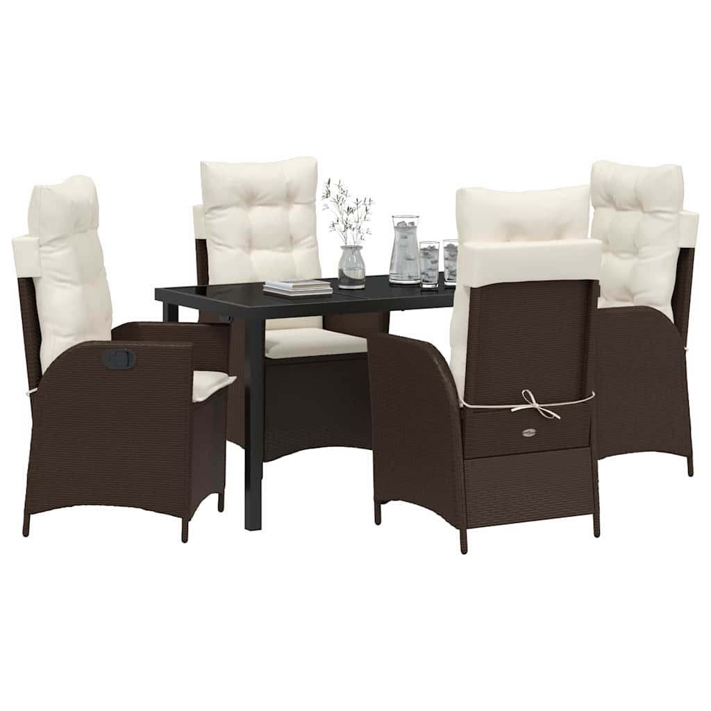 Set da Pranzo per Giardino 5 pz Marrone polyrattan
