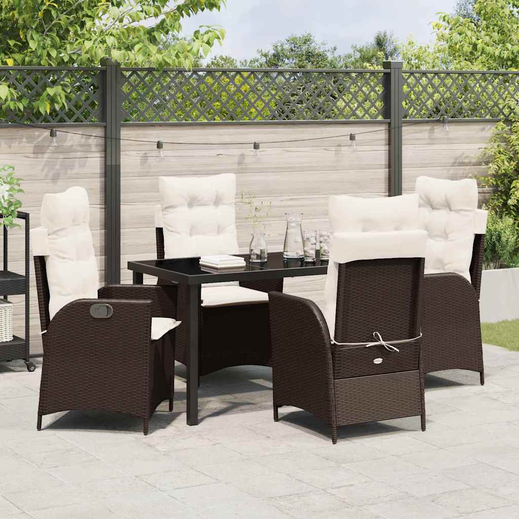 Set da Pranzo per Giardino 5 pz Marrone polyrattan