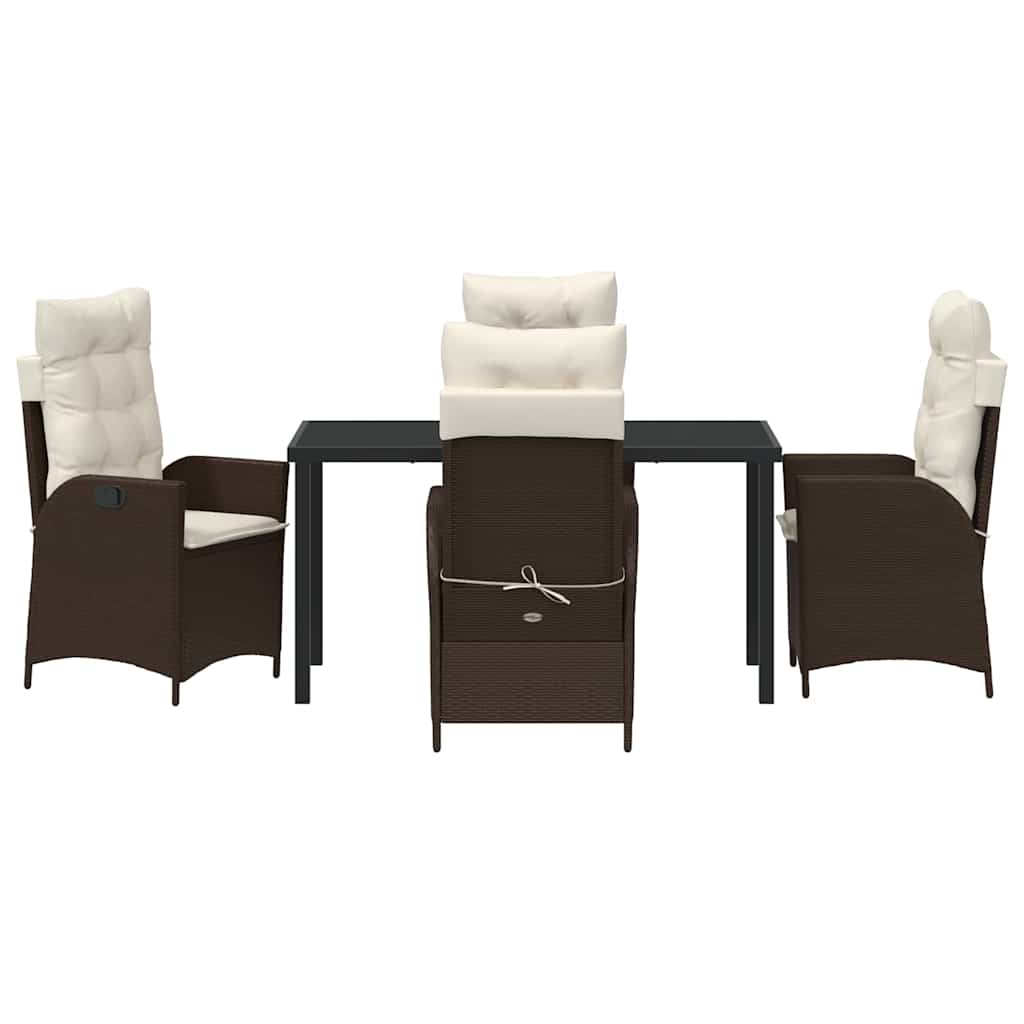 Set da Pranzo per Giardino 5 pz Marrone polyrattan