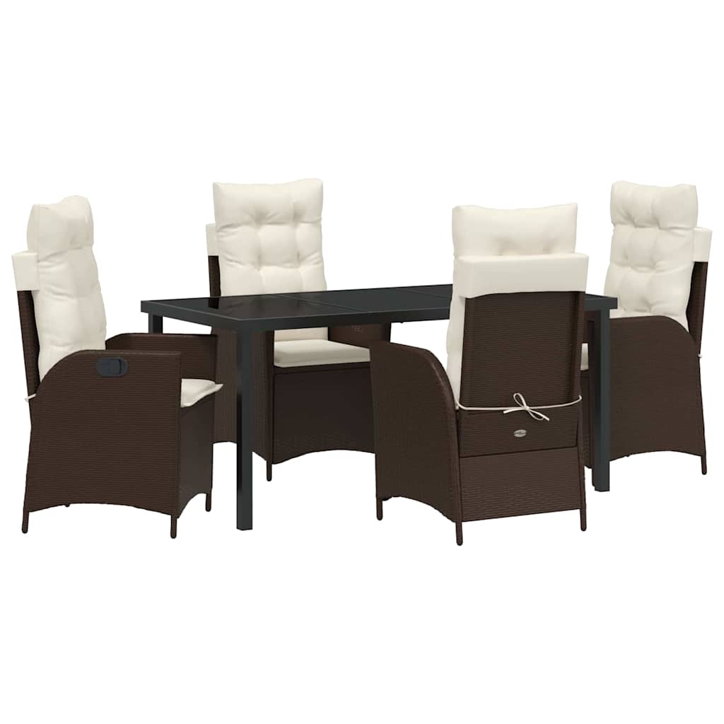 Set da Pranzo per Giardino 5 pz Marrone polyrattan