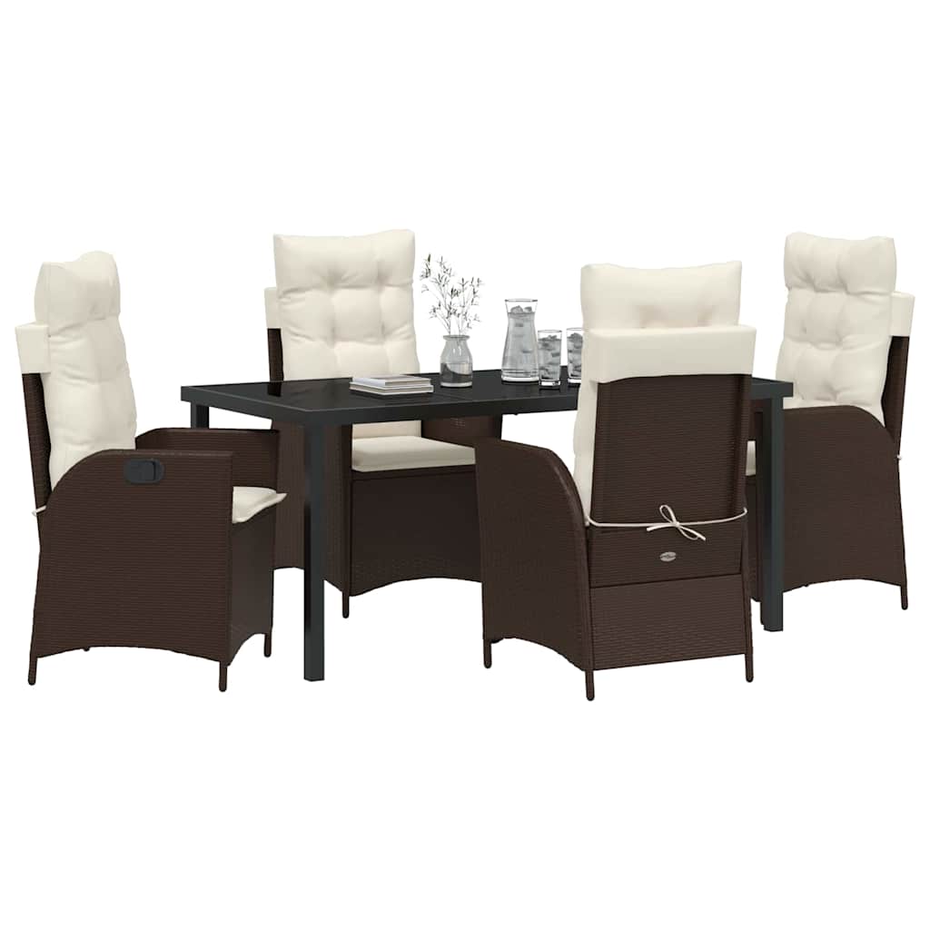 Set da Pranzo per Giardino 5 pz Marrone polyrattan