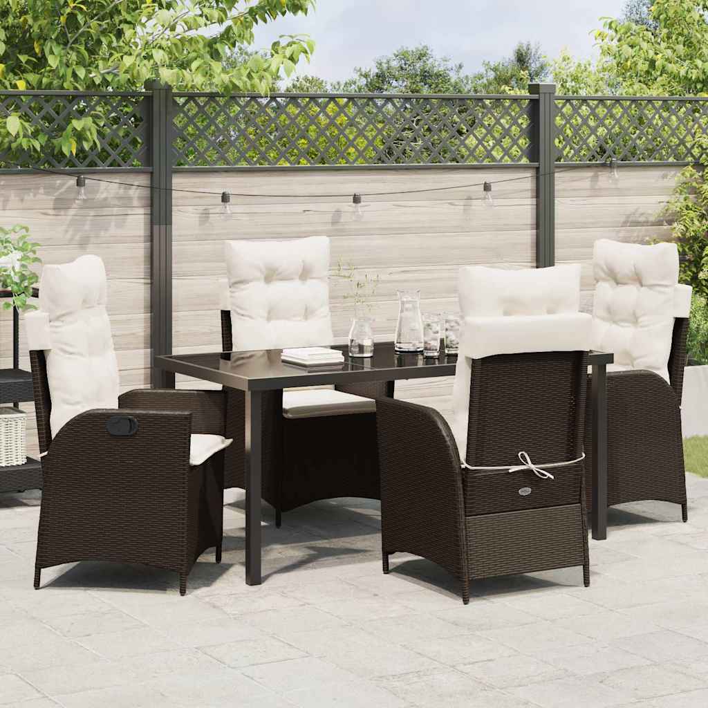Set da Pranzo per Giardino 5 pz Marrone polyrattan