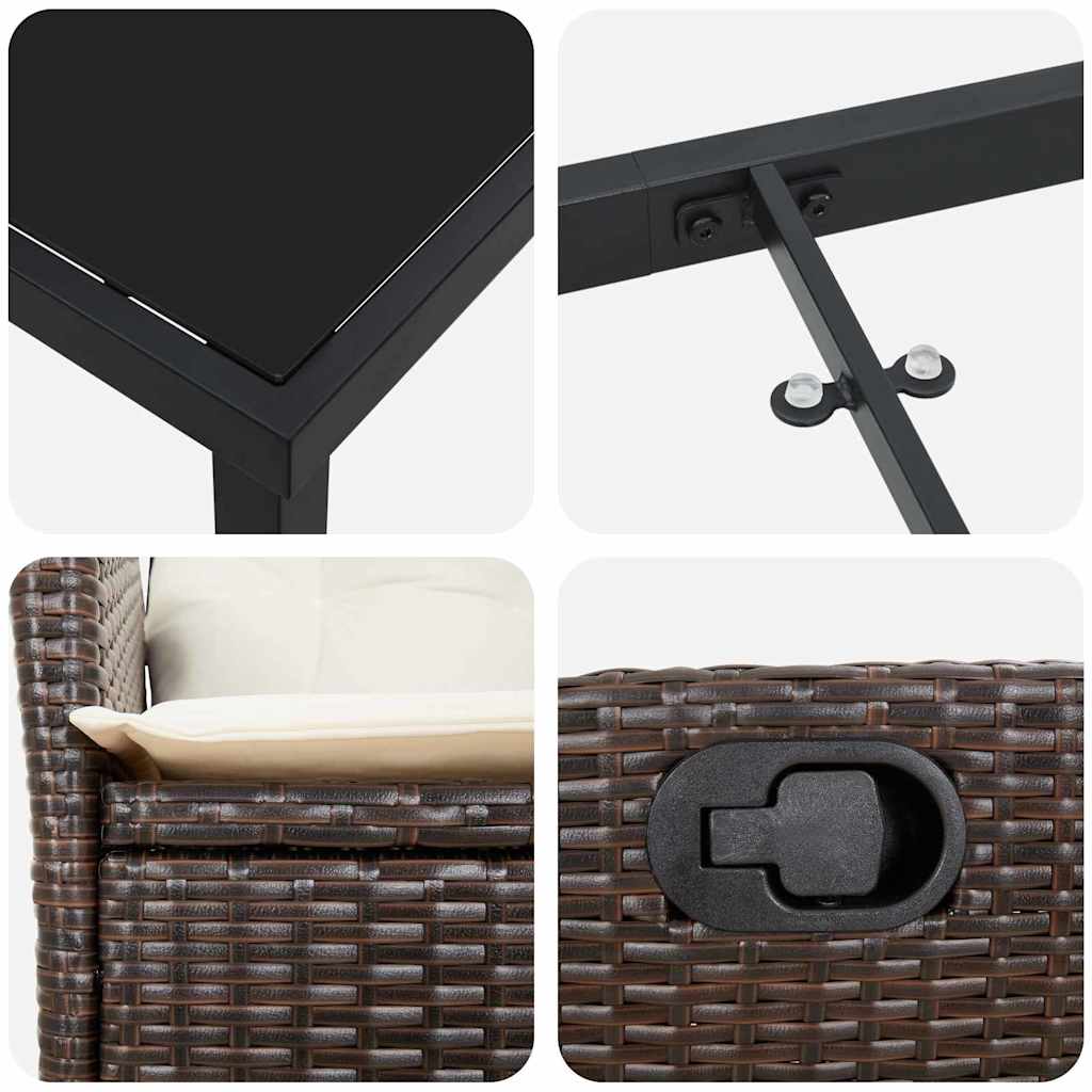 Set da Pranzo per Giardino 5 pz Marrone polyrattan