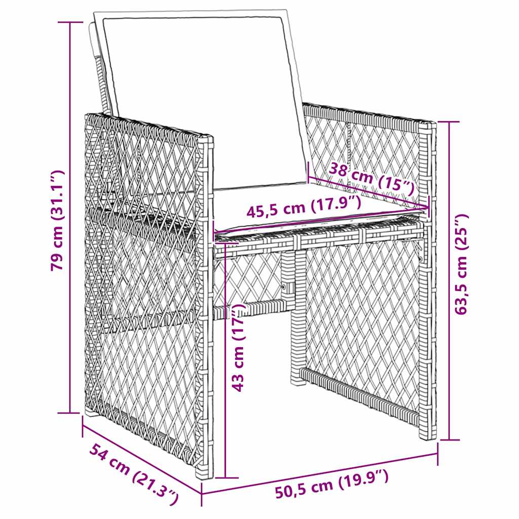 Set da Pranzo per Giardino 9 pz Grigio chiaro polyrattan