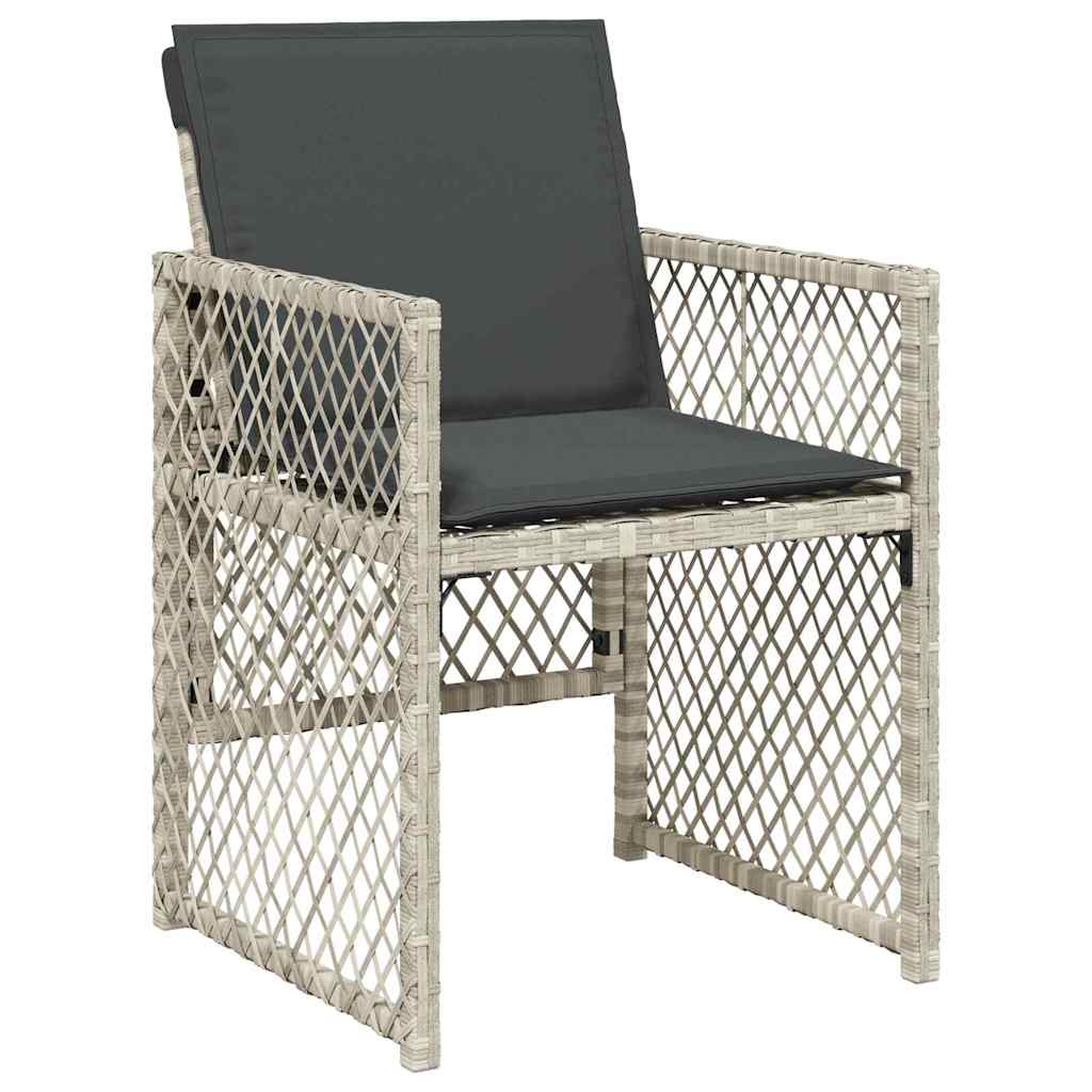 Set da Pranzo per Giardino 9 pz Grigio chiaro polyrattan