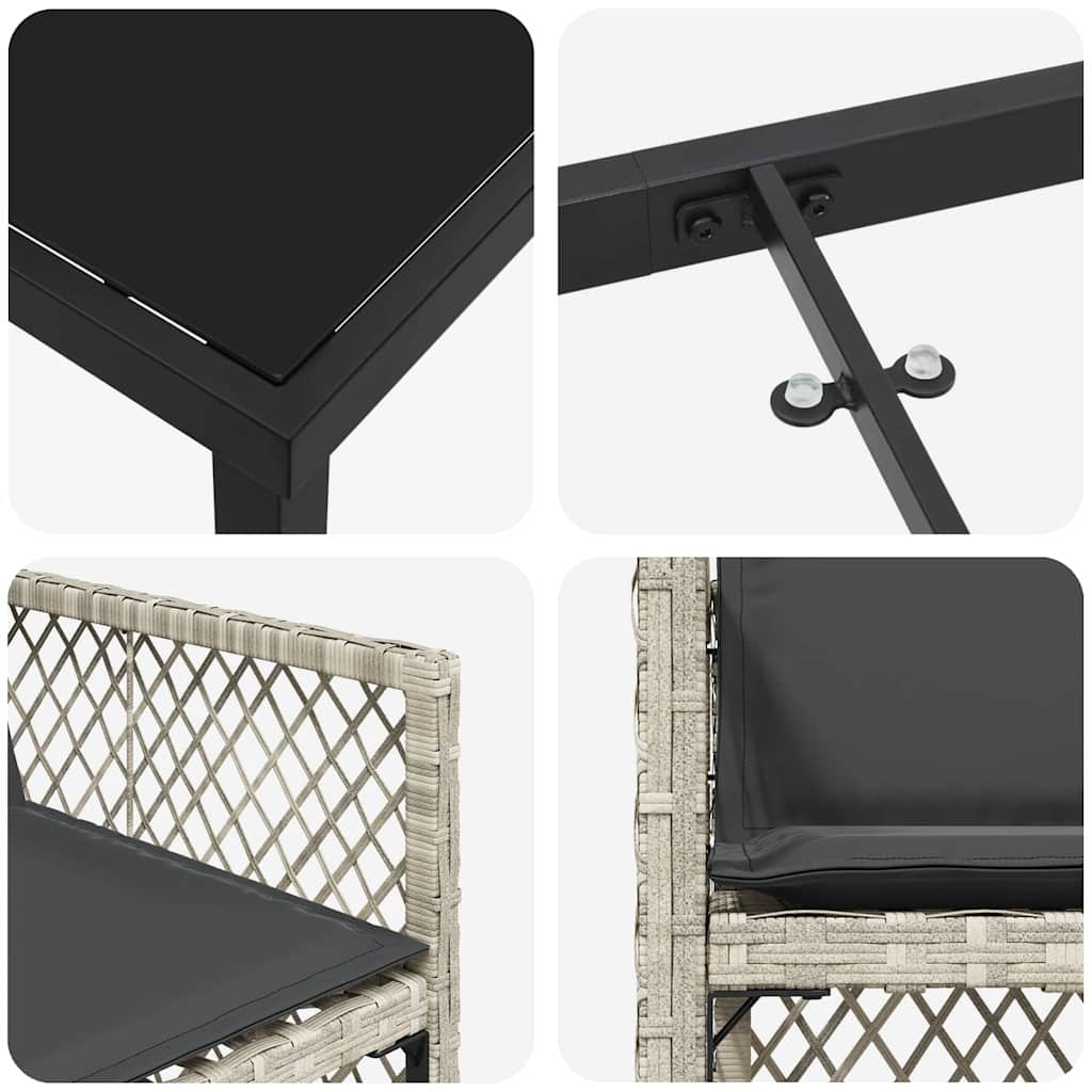 Set da Pranzo per Giardino 9 pz Grigio chiaro polyrattan