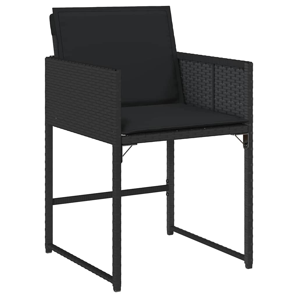 Set da Pranzo per Giardino 9 pz Nero polyrattan