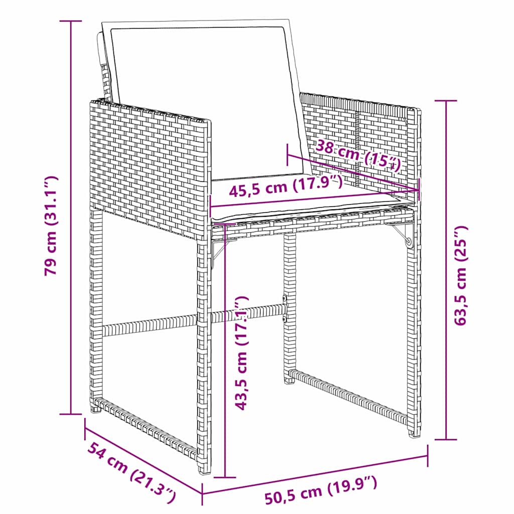 Set da Pranzo per Giardino 9 pz Nero polyrattan