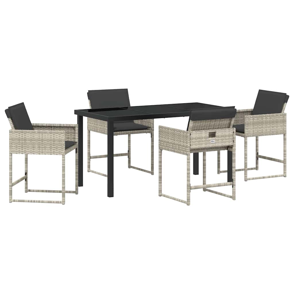 Set da Pranzo per Giardino 5 pz Grigio chiaro polyrattan