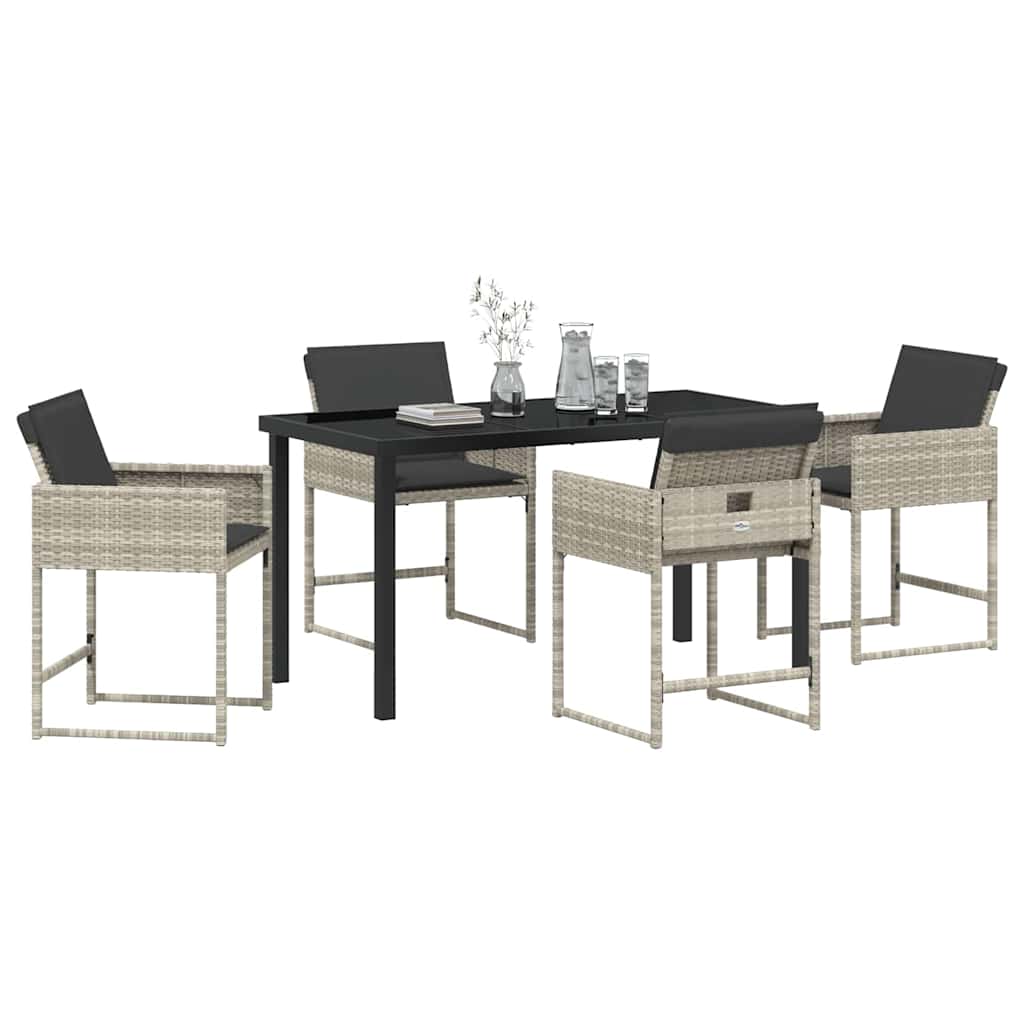 Set da Pranzo per Giardino 5 pz Grigio chiaro polyrattan