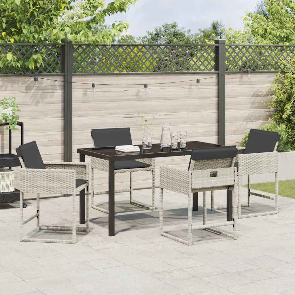 Set da Pranzo per Giardino 5 pz Grigio chiaro polyrattan