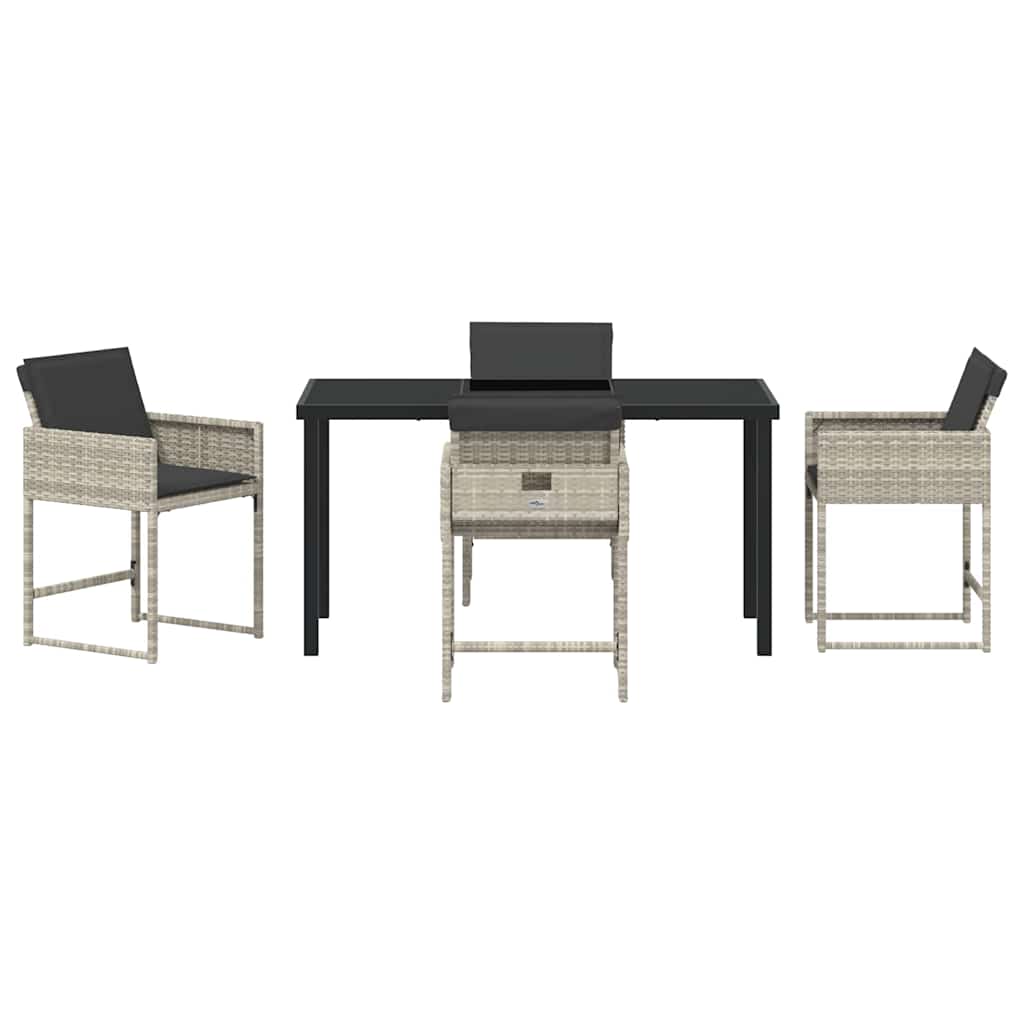Set da Pranzo per Giardino 5 pz Grigio chiaro polyrattan