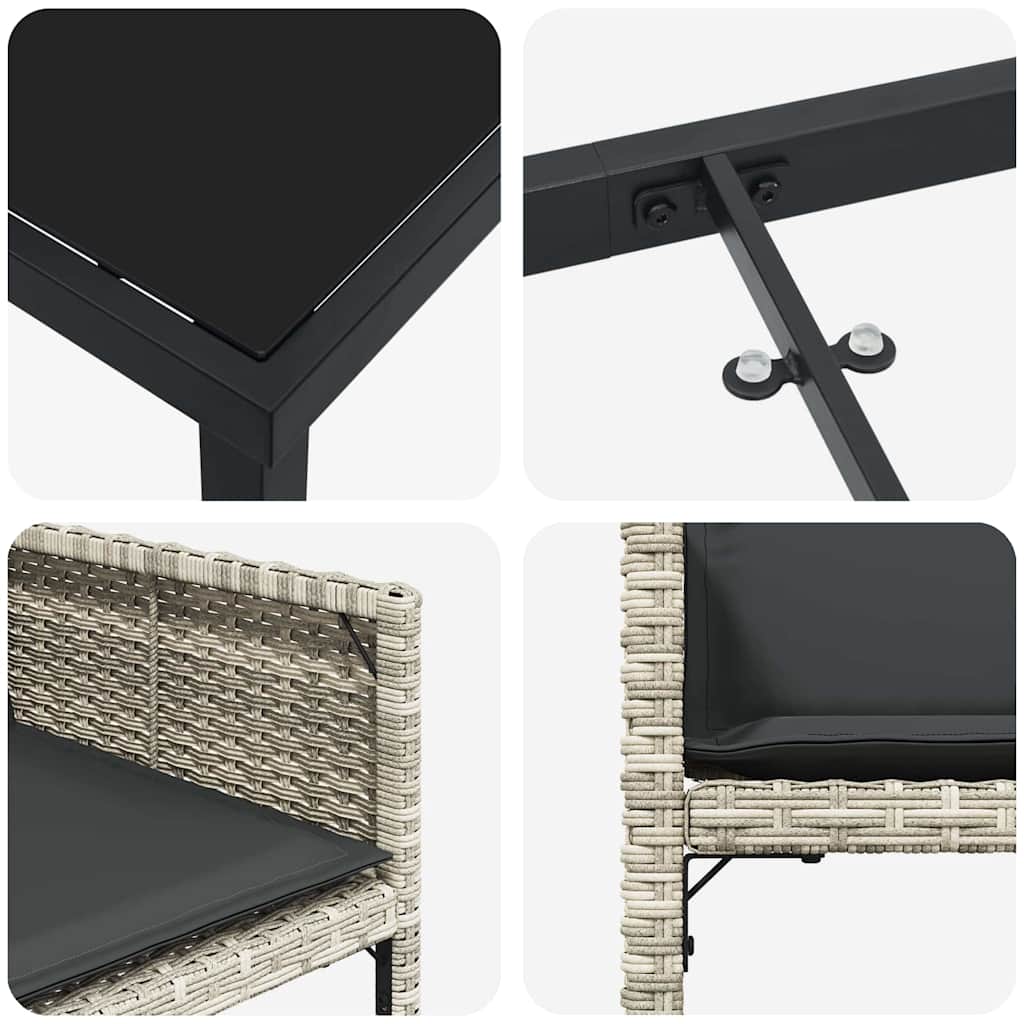 Set da Pranzo per Giardino 5 pz Grigio chiaro polyrattan