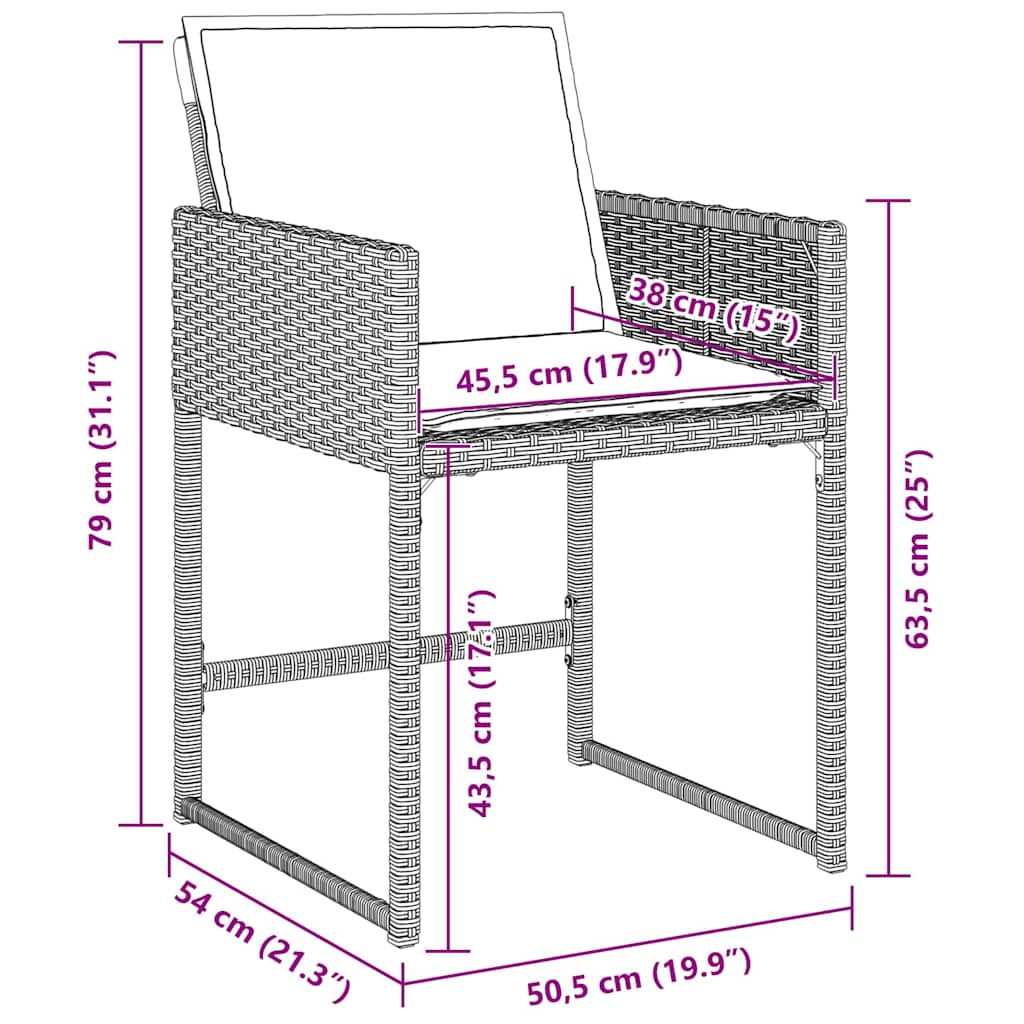 Set da Pranzo per Giardino 5 pz Grigio chiaro polyrattan