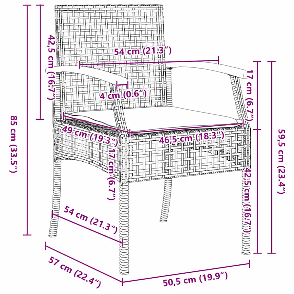 Set da Pranzo per Giardino 7 pz Nero Rattan