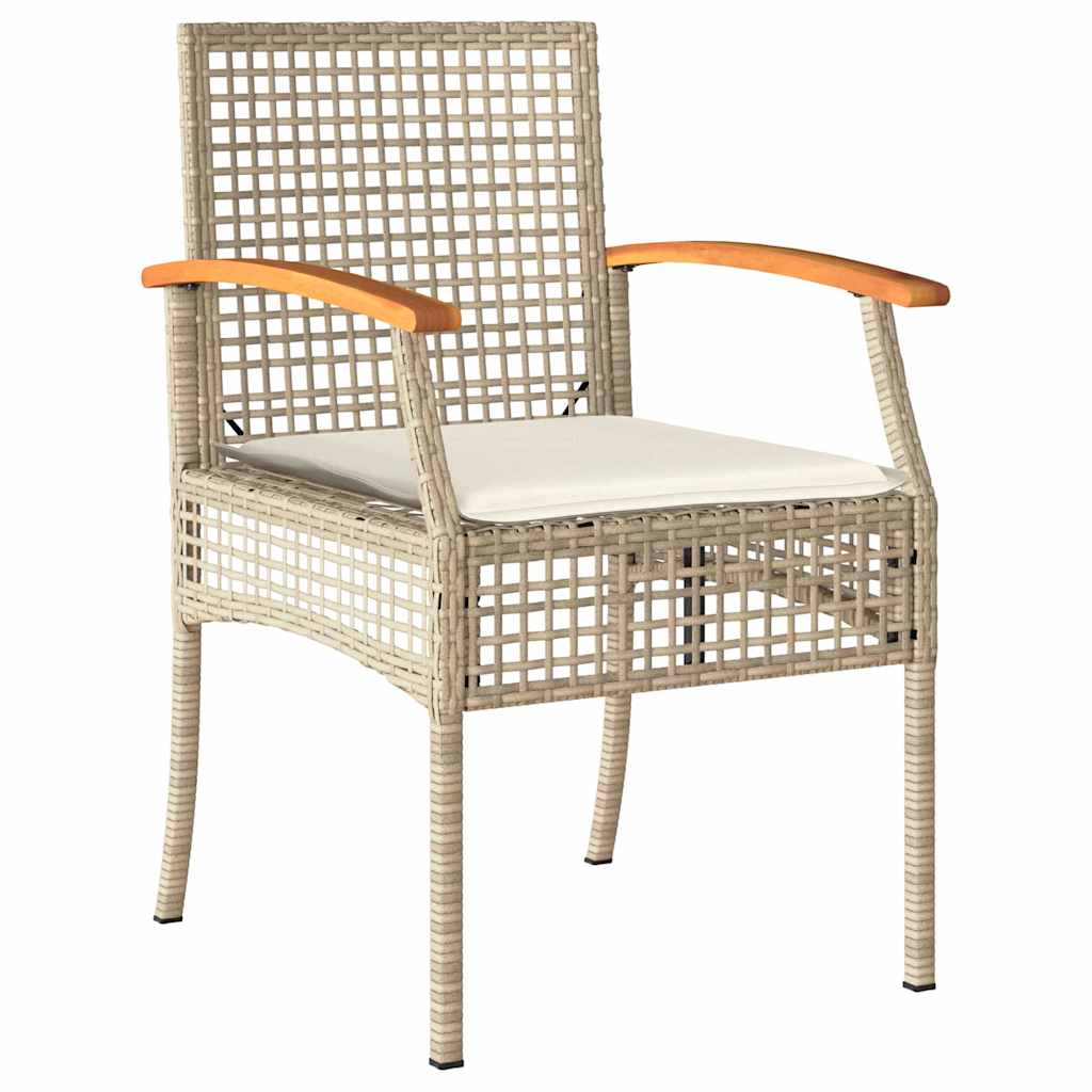 Set da Pranzo per Giardino 5 pz Beige e Nero Rattan