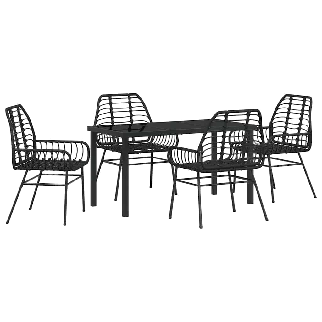 Set da Pranzo per Giardino 5 pz Nero polyrattan