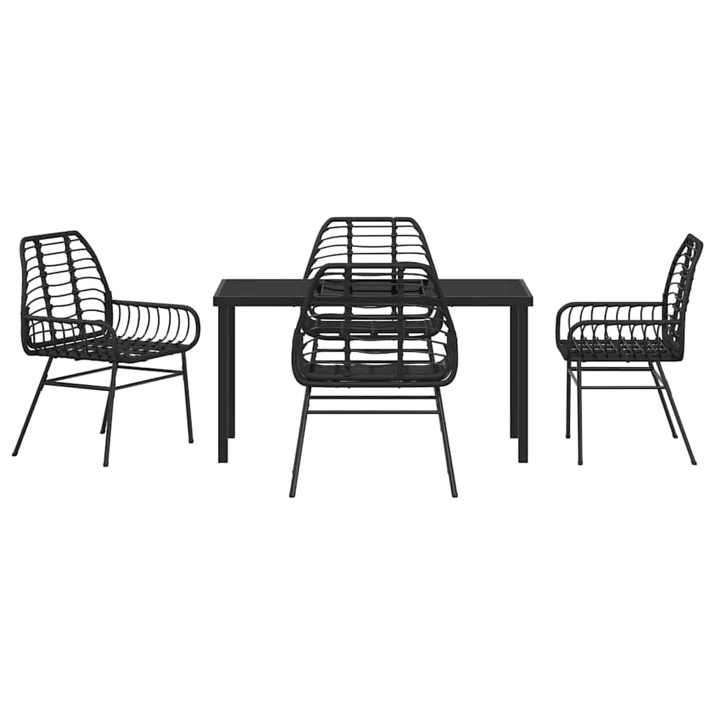 Set da Pranzo per Giardino 5 pz Nero polyrattan