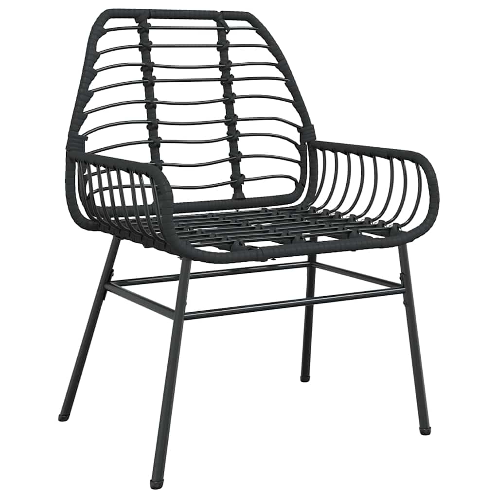 Set da Pranzo per Giardino 5 pz Nero polyrattan