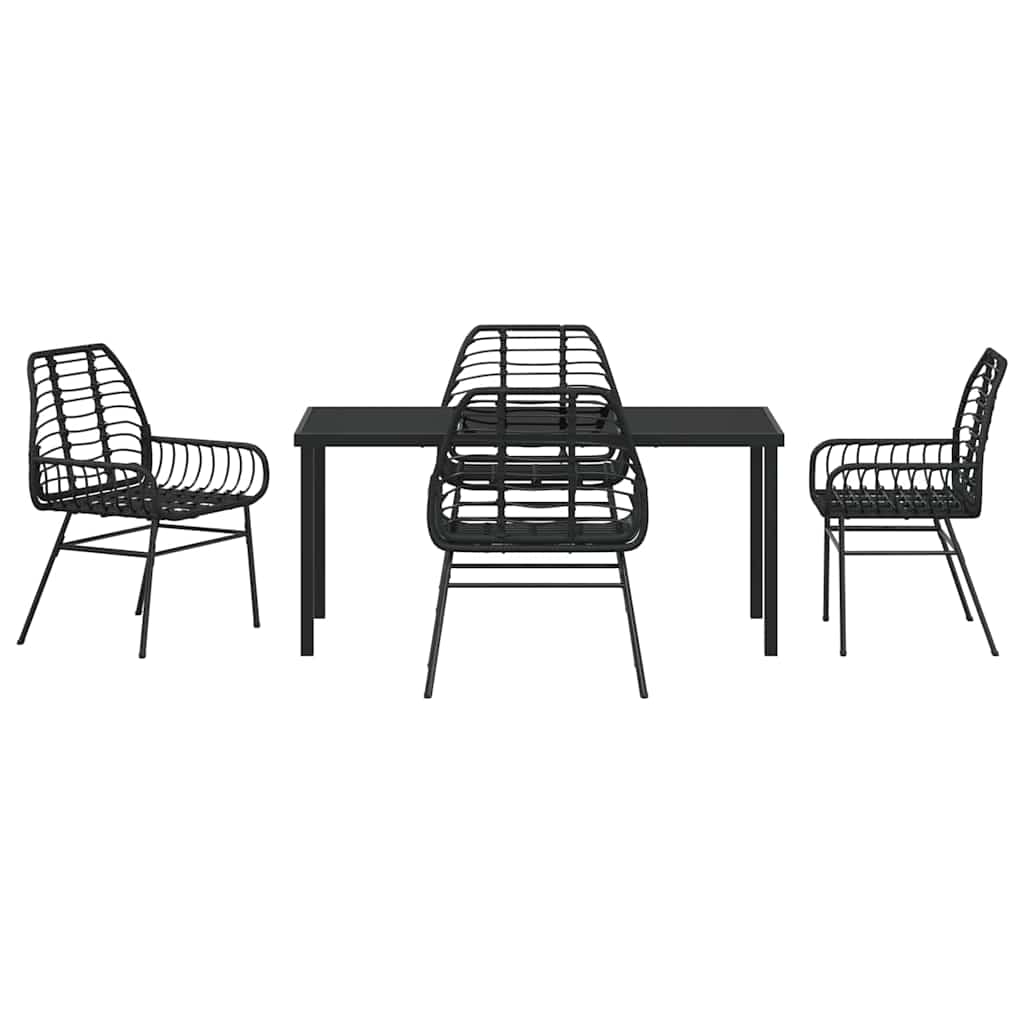 Set da Pranzo per Giardino 5 pz Nero polyrattan