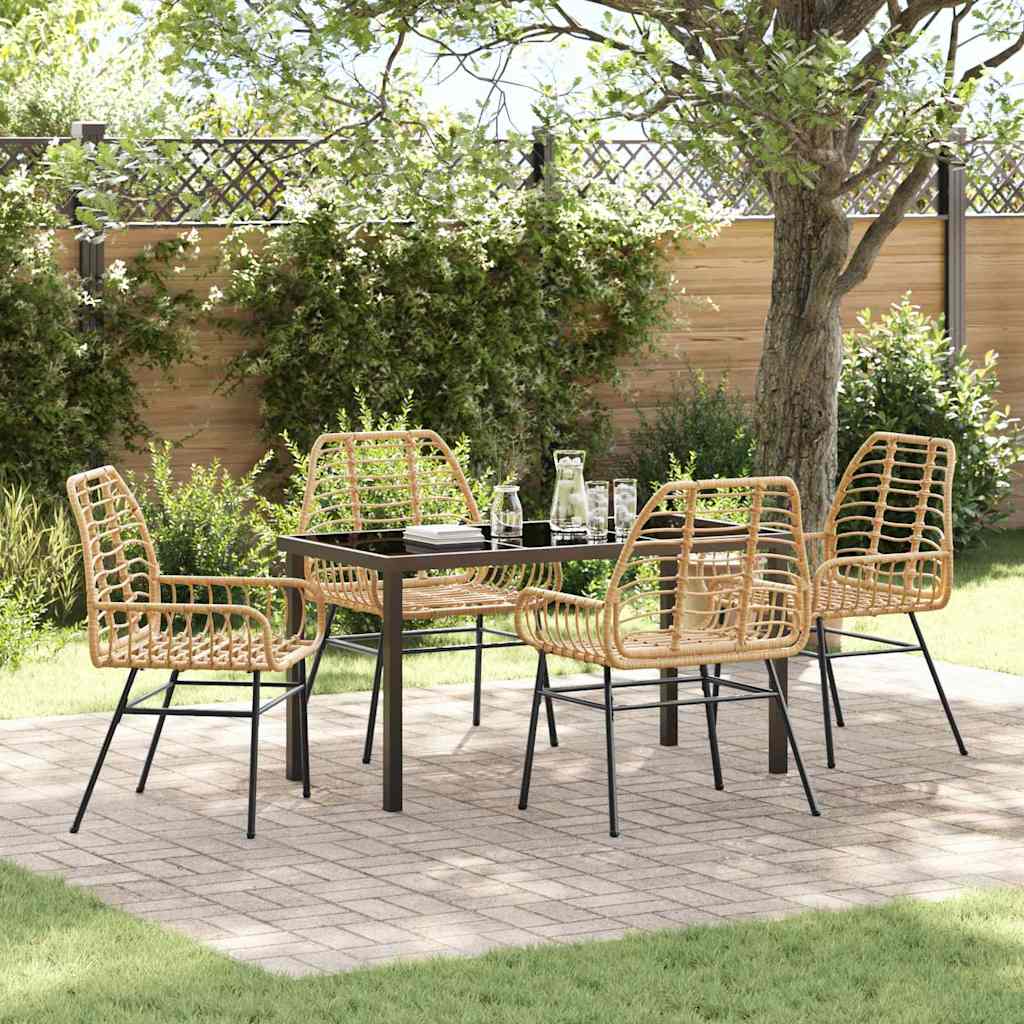 Set da Pranzo per Giardino 5 pz Marrone polyrattan