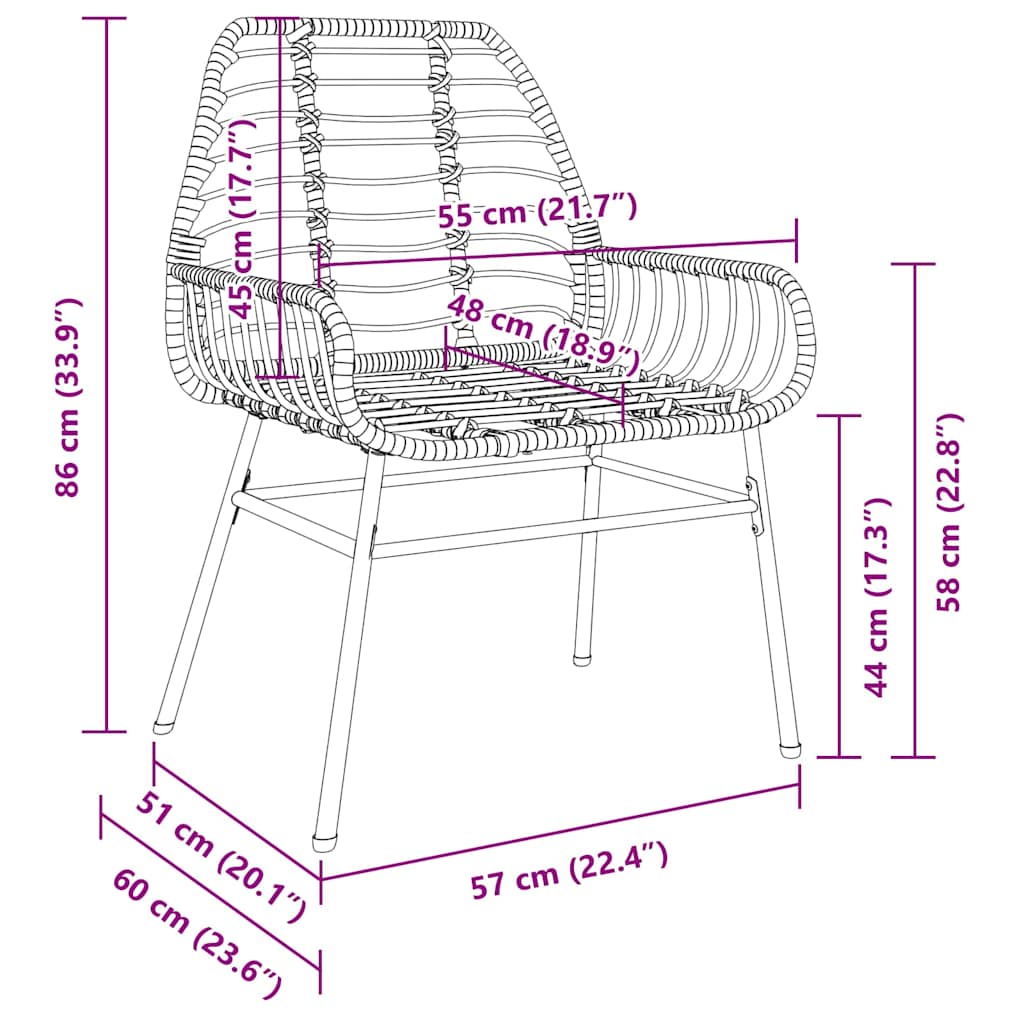 Set da Pranzo per Giardino 5 pz Marrone polyrattan
