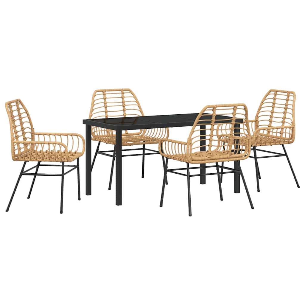 Set da Pranzo per Giardino 5 pz Marrone polyrattan
