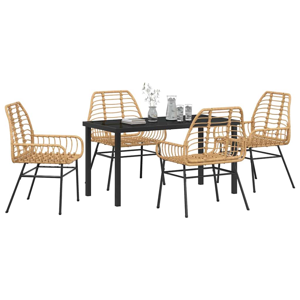 Set da Pranzo per Giardino 5 pz Marrone polyrattan
