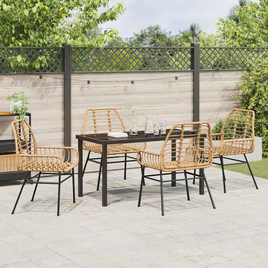 Set da Pranzo per Giardino 5 pz Marrone polyrattan