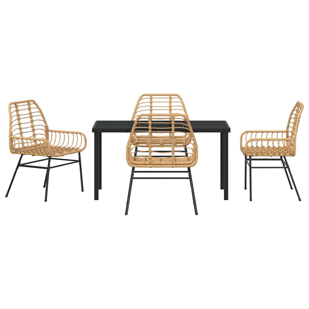 Set da Pranzo per Giardino 5 pz Marrone polyrattan