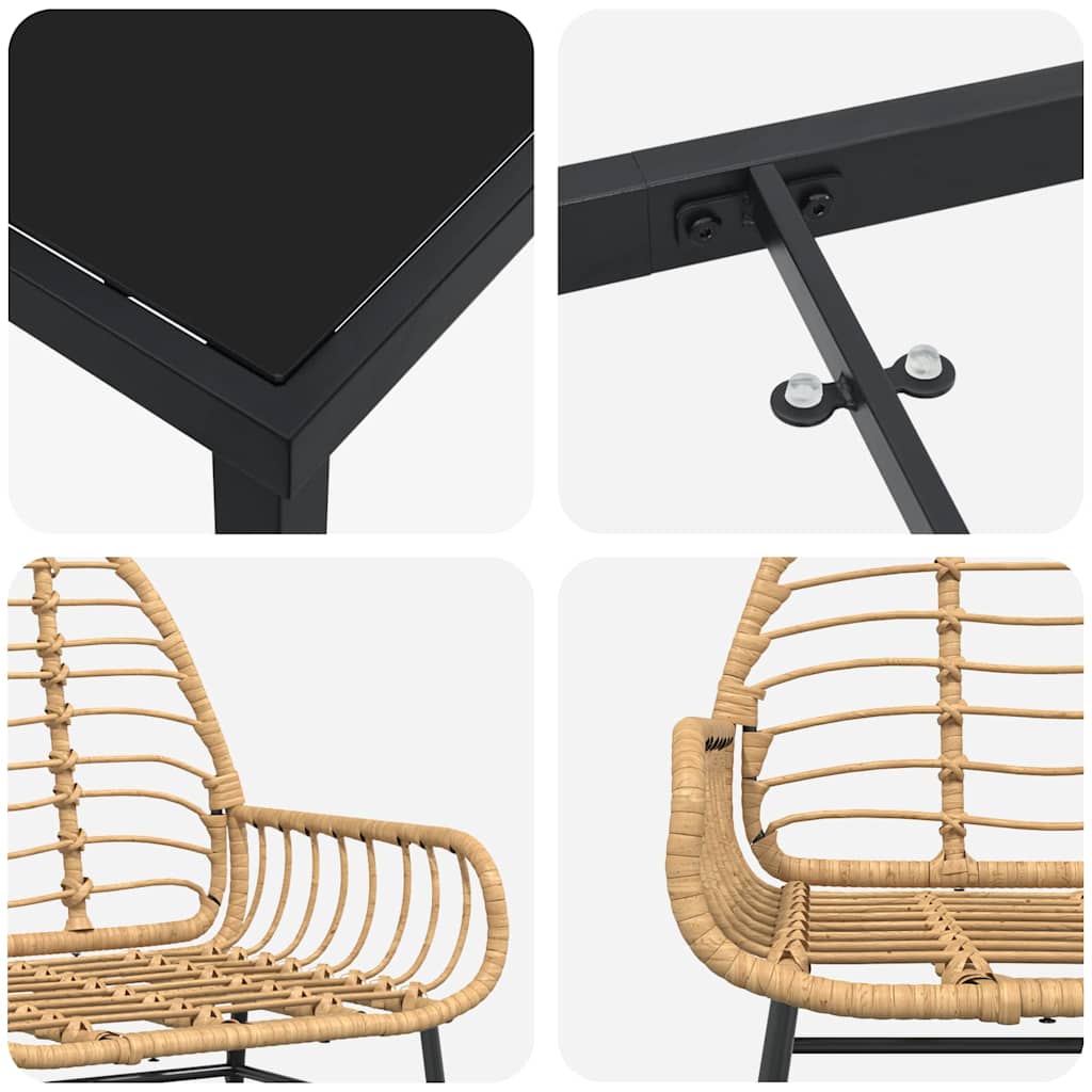 Set da Pranzo per Giardino 5 pz Marrone polyrattan