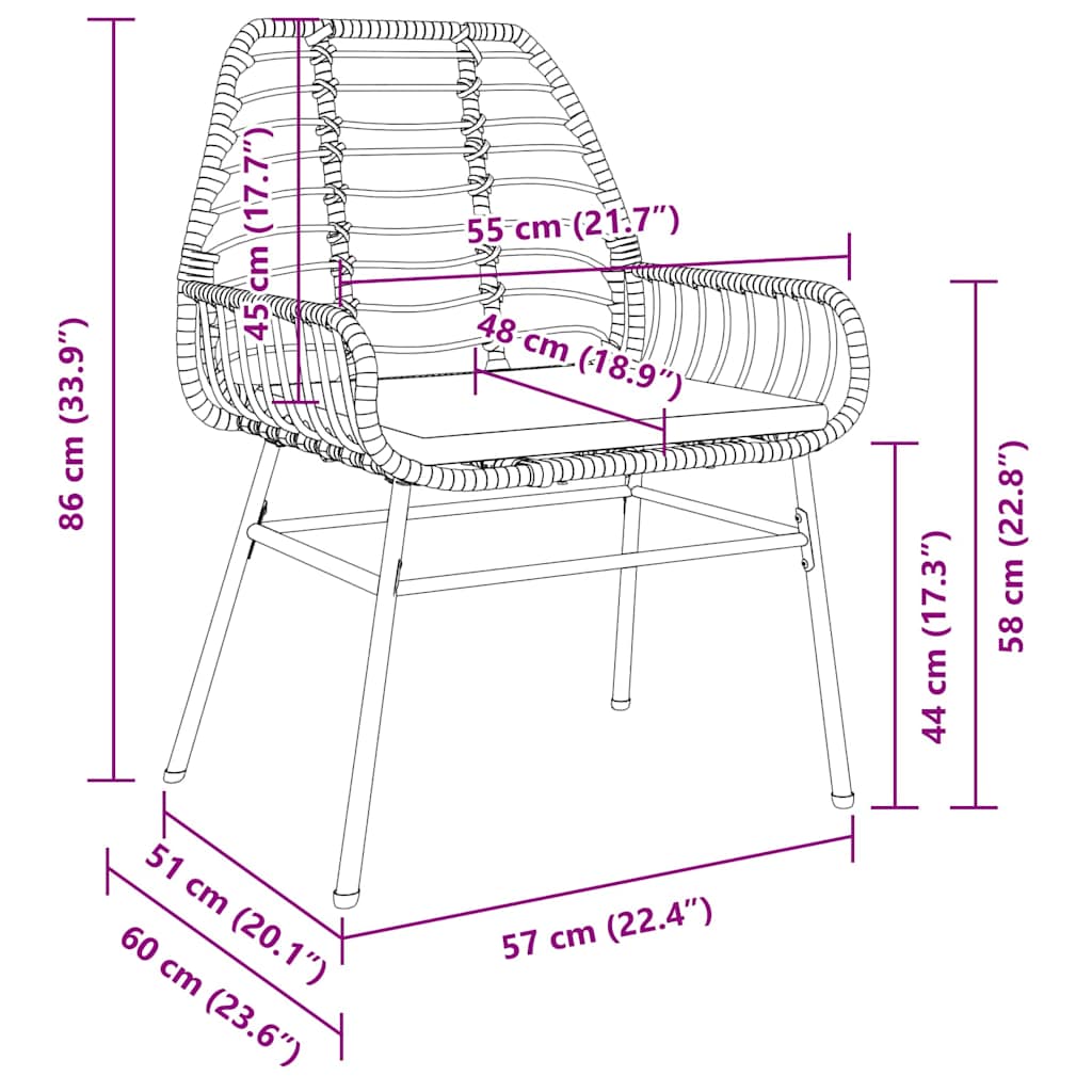Set da Pranzo per Giardino 5 pz Nero polyrattan