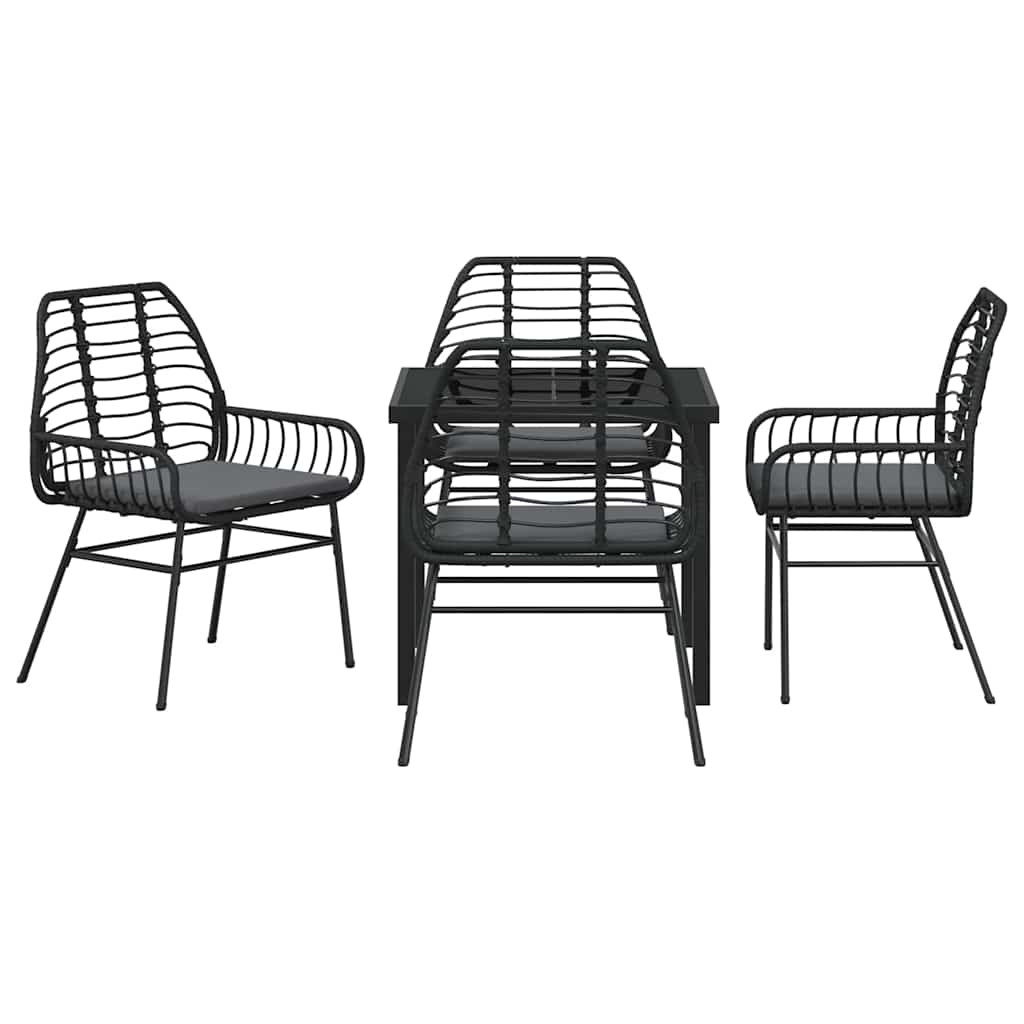 Set da Pranzo per Giardino 5 pz Nero polyrattan