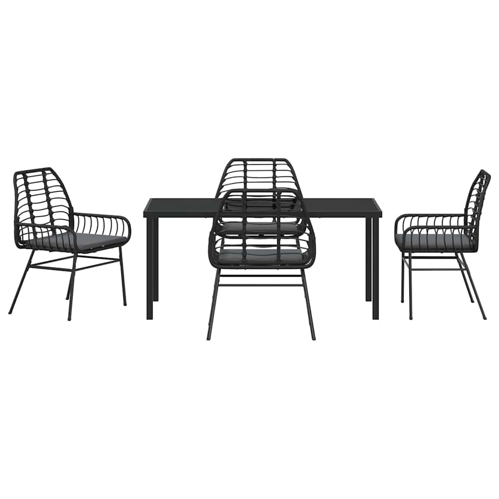 Set da Pranzo per Giardino 5 pz Nero polyrattan